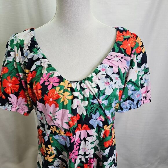 Old Navy Multi Floral Puff Sleeve Swing Dress Size Large - Picture 5 of 11